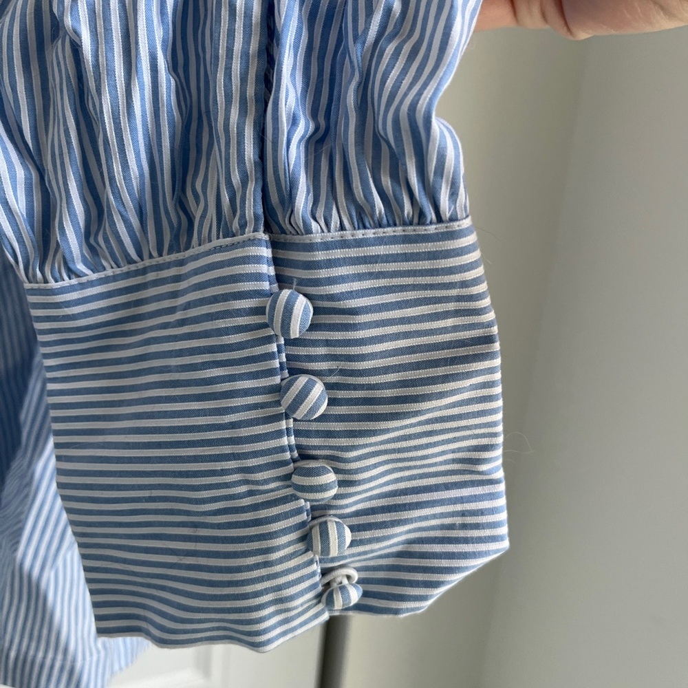 LOFT Blue Asymmetrical Ruffled Blouse - Picture 2 of 5